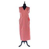 SLEEVELESS WRAP RED GINGHAM