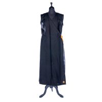 THE SLEEVELESS WRAP NAVY LINEN